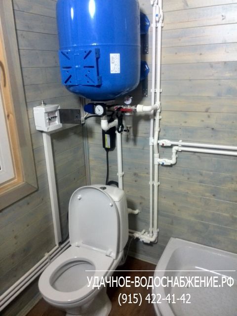 Водопровод дачи из скважины с разводкой воды и канализации внутри дома и установкой сантехники, а также установка локального очистного сооружения БИО-СТОК